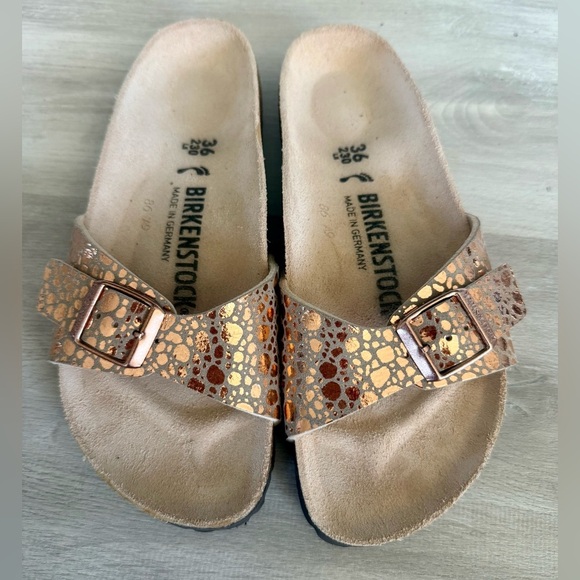 Birkenstock Pink Croc Metallic Slip On Sandal Sz 36 Us 5-5.5 - Picture 8 of 9